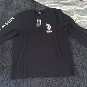 U.S. Polo Assn. Black Long Sleeve Tee with White Logo